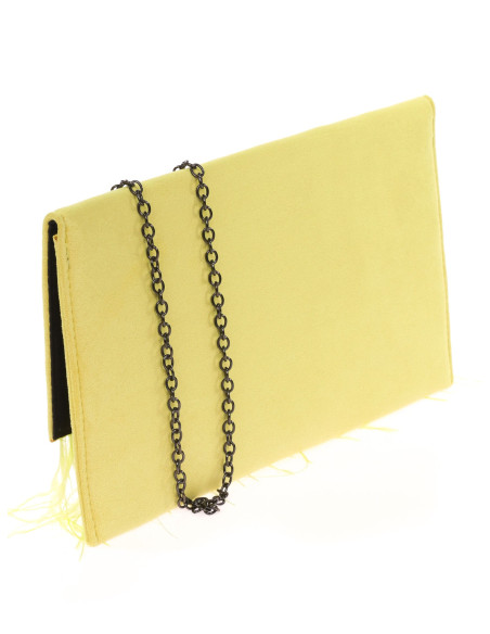 Cartera de fiesta con plumas y cadena elegante | Complementos Invitada