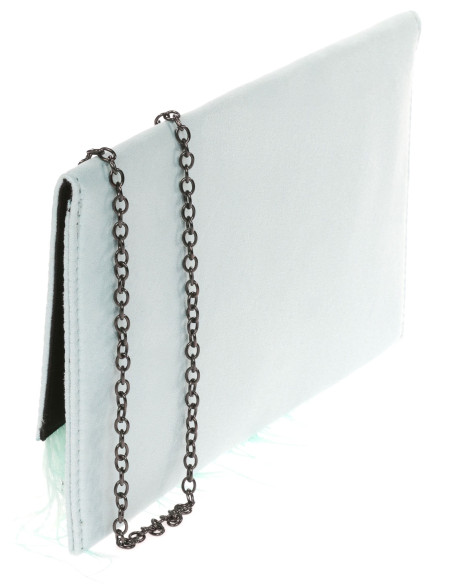 Cartera de fiesta con plumas y cadena elegante | Complementos Invitada
