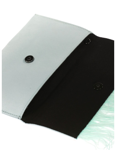 Cartera de fiesta con plumas y cadena elegante | Complementos Invitada