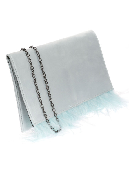 Cartera de fiesta con plumas y cadena elegante | Complementos Invitada