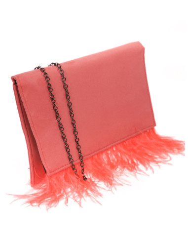 Cartera de fiesta con plumas y cadena elegante | Complementos Invitada