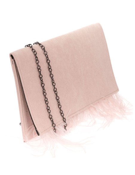 Cartera de fiesta con plumas y cadena elegante | Complementos Invitada