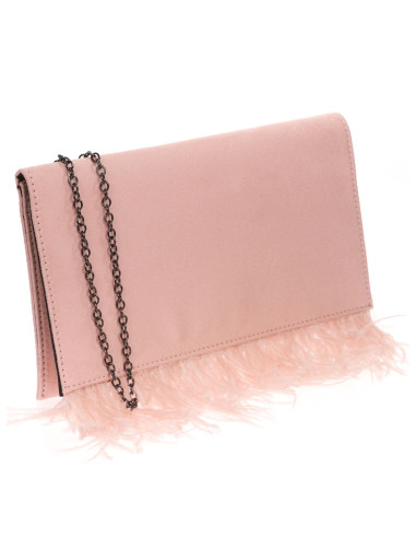 Cartera de fiesta con plumas y cadena elegante | Complementos Invitada