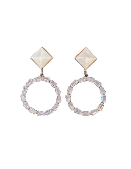 Pendientes de aro con cristales engarzados | Complementos Invitada