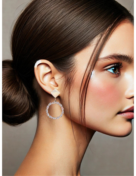 Pendientes de aro con cristales engarzados | Complementos Invitada