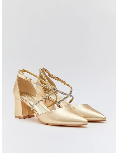 Zapatos de fiesta con tacón ancho y brillantes | Complementos Invitada