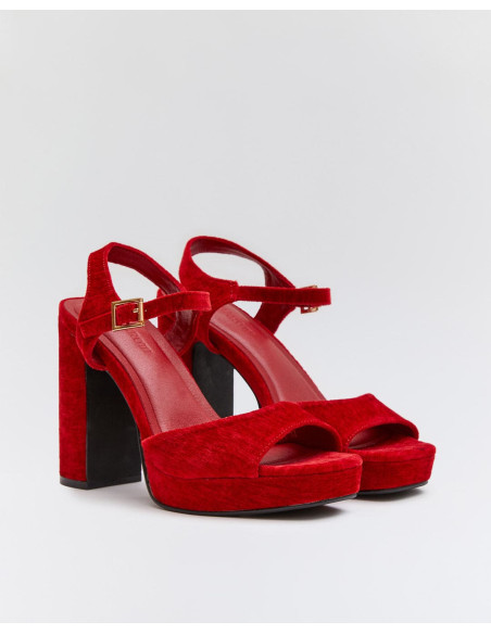 Sandalias rojas con plataforma y tacón ancho | Complementos Invitada