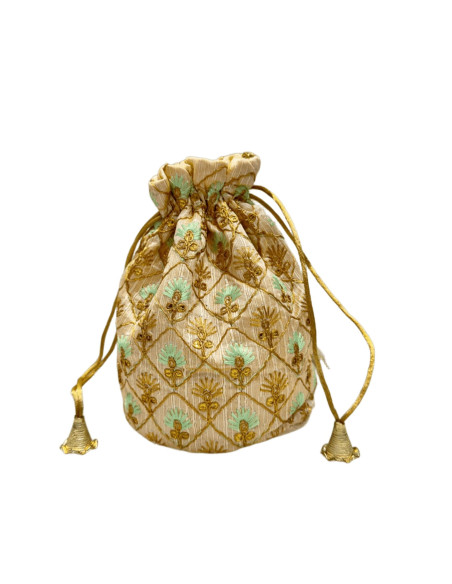 Bolso bombonera dorada y verde