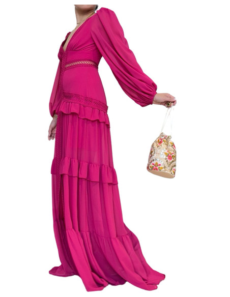 Bombonera bordada de fiesta floral con espejitos chocolate