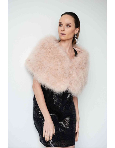 Estola de plumas nude versátil | Complementos Invitada