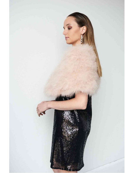 Estola de plumas nude versátil | Complementos Invitada