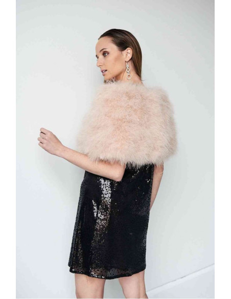 Estola de plumas nude versátil | Complementos Invitada