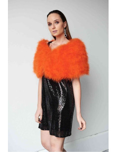 Estola de plumas de avestruz naranja bodas