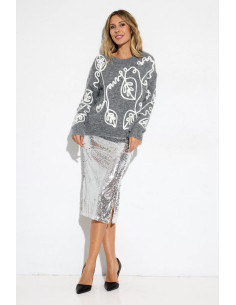 Falda lentejuelas plateada para las fiestas | Complementos Invitada