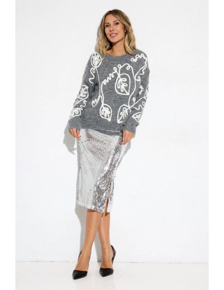 Falda lentejuelas plateada para las fiestas | Complementos Invitada