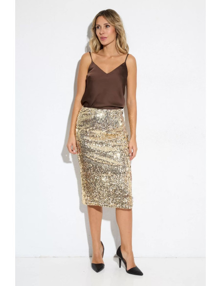 Falda lentejuelas dorada para fiestas
