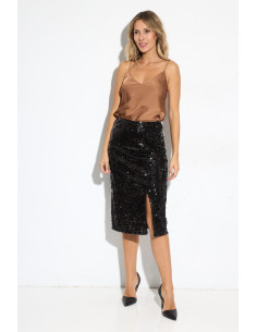 Falda lentejuelas negra para fiestas