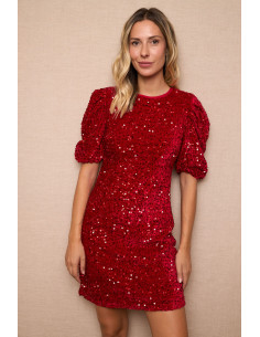 Vestido corto de lentejuelas rojas Navidad
