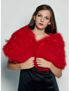 Estola de plumas de avestruz rojo invitada 2