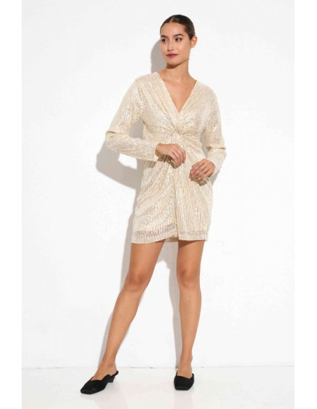 Vestido corto dorado de lentejuelas