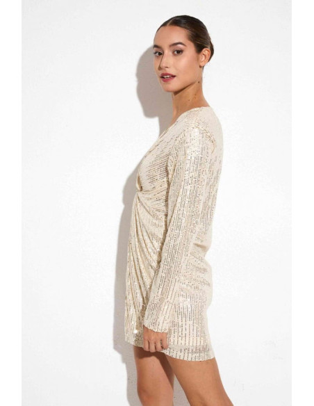 Vestido corto dorado de lentejuelas nochebuena