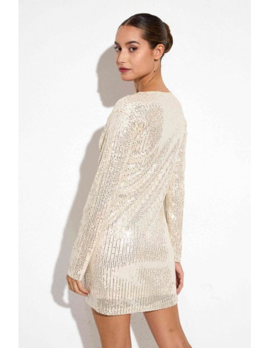 Vestido corto dorado de lentejuelas nochevieja