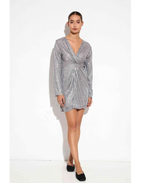 Vestido plateado de lentejuelas | Complementos Invitada