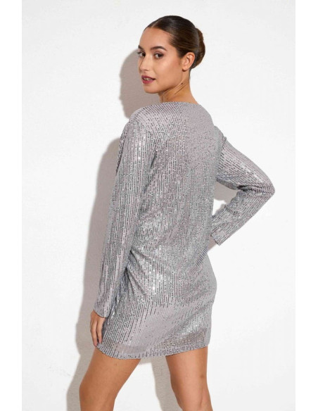 Vestido plateado de lentejuelas | Complementos Invitada