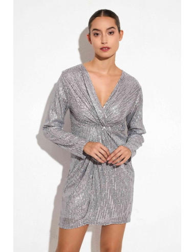 Vestido plateado de lentejuelas | Complementos Invitada