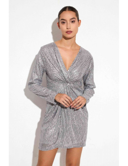 Vestido plateado de lentejuelas | Complementos Invitada