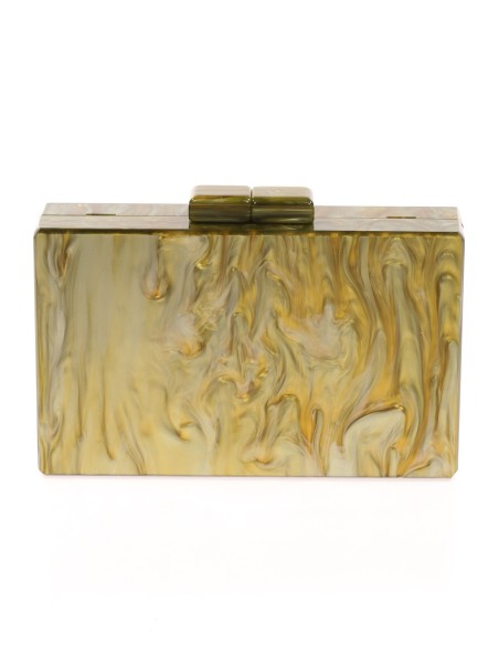 Bolso fiesta nacarado tipo caja rectangular oro