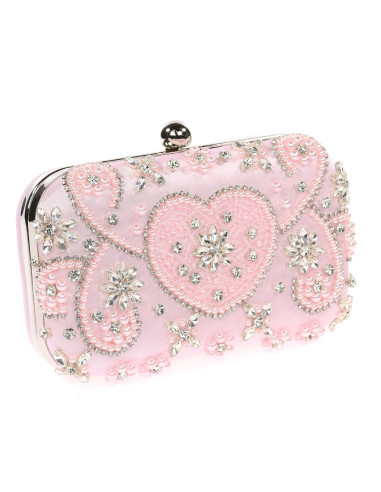 Bolso clutch con perlas rosas de fiesta | Complementos invitada