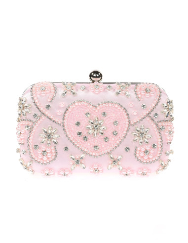 Bolso clutch con perlas rosas de fiesta | Complementos invitada