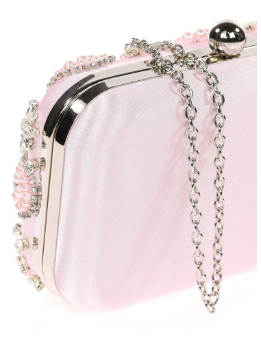 Bolso clutch con perlas rosas de fiesta | Complementos invitada