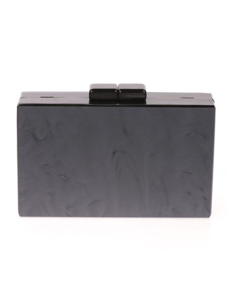 Bolso fiesta nacarado tipo caja rectangular negro