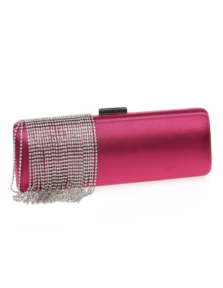 Clutch de fiesta con flecos de pedrería en raso | Complementos Invitada