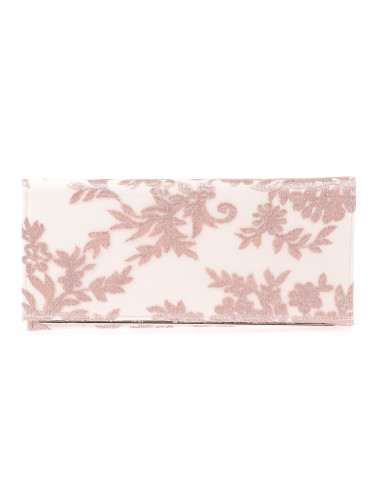 Cartera de fiesta de mujer blanca con bordado floral