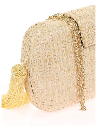 Clutch de fiesta multicolor de rafia con borla | Complementos Invitada