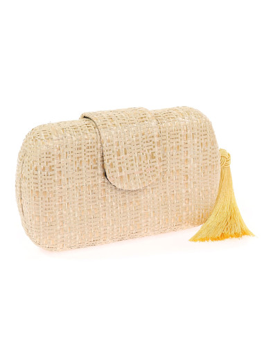 Clutch de fiesta multicolor de rafia con borla | Complementos Invitada