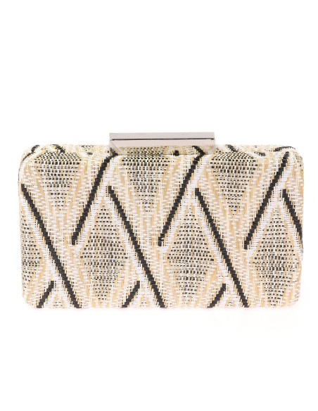Bolso de fiesta con diseño original de rafia multicolor beige