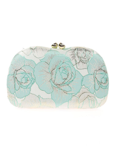 Clutch de fiesta bordado con motivos florales verde