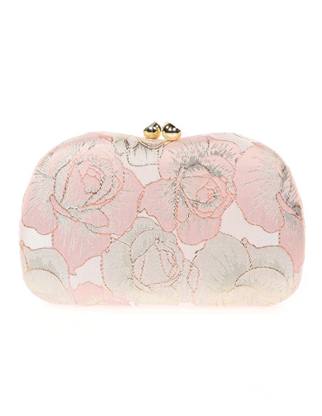 Clutch de fiesta bordado con motivos florales  rosa palo