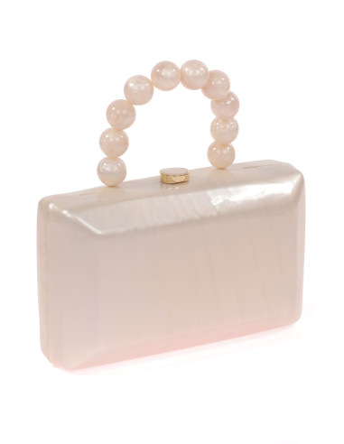 Clutch nácar invitada boda con asa de perlas | Complementos Invitada