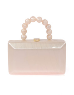 Clutch nácar invitada boda con asa de perlas | Complementos Invitada
