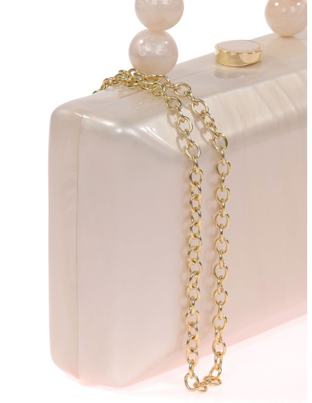 Clutch nácar invitada boda con asa de perlas | Complementos Invitada