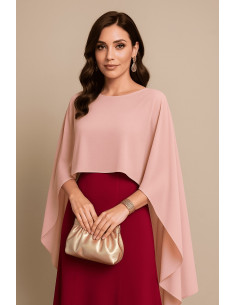 Capa de gasa multiposición rosa palo | Complementos Invitada 2