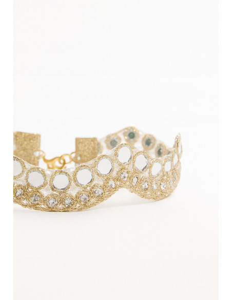 Choker dorado onda con espejos  y diamantes | Complementos Invitada