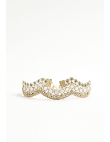 Choker dorado onda con espejos  y diamantes | Complementos Invitada