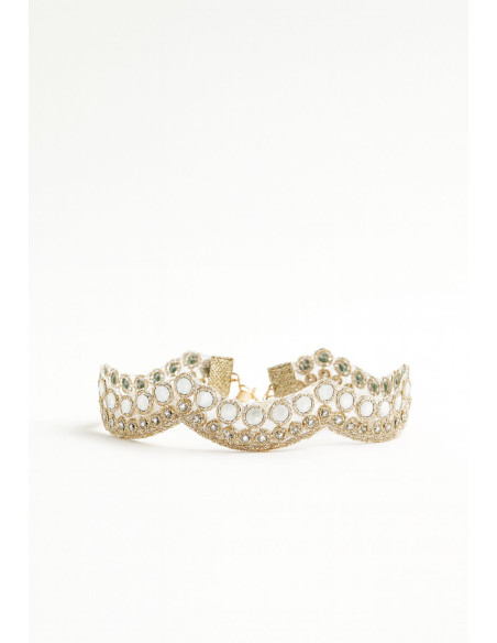 Choker dorado onda con espejos  y diamantes | Complementos Invitada