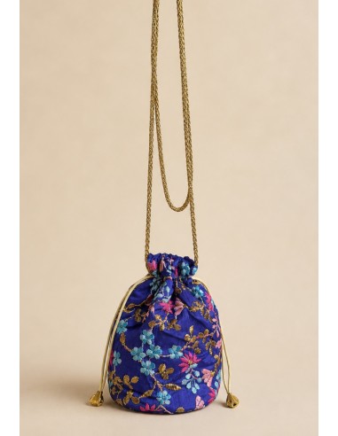Bombonera azul royal con bordado floral | Complementos Invitada